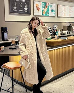 环保皮草外套女2023冬新款水貂绒毛毛绒皮毛一体貂皮大衣时尚长款