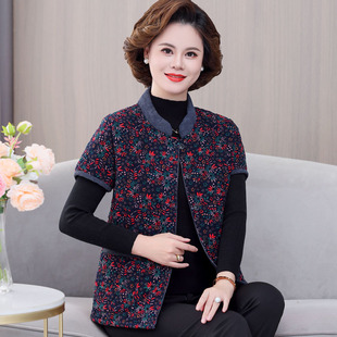 妈妈马甲秋冬加绒加厚保暖背心外穿短袖 马夹女棉衣 棉衣中老年半袖