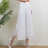雪纺裤 开叉宽松九分裤 显瘦垂感妈妈裤 夏季 裙裤 女薄款 直筒裤 阔腿裤