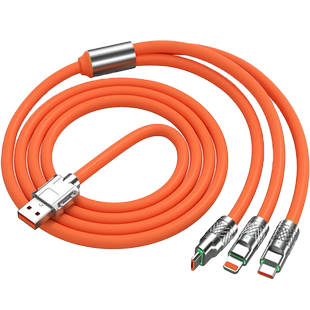 匿名者 120W超级快充一拖三数据线三合一充电线适用苹果华为安卓type-c手机闪充线6a车载tpyec多头充电器加粗