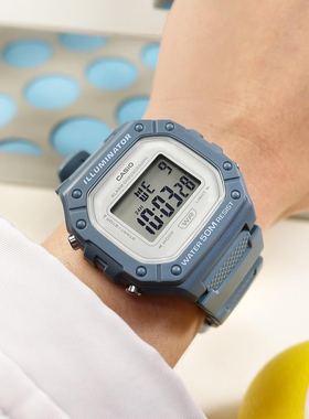 CASIO卡西欧手表男女学生ins复古潮流小方块电子表W218 W-218HC