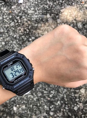 Casio卡西欧经典休闲运动防水数显方块学生手表W-218H-1A/3A/4B2