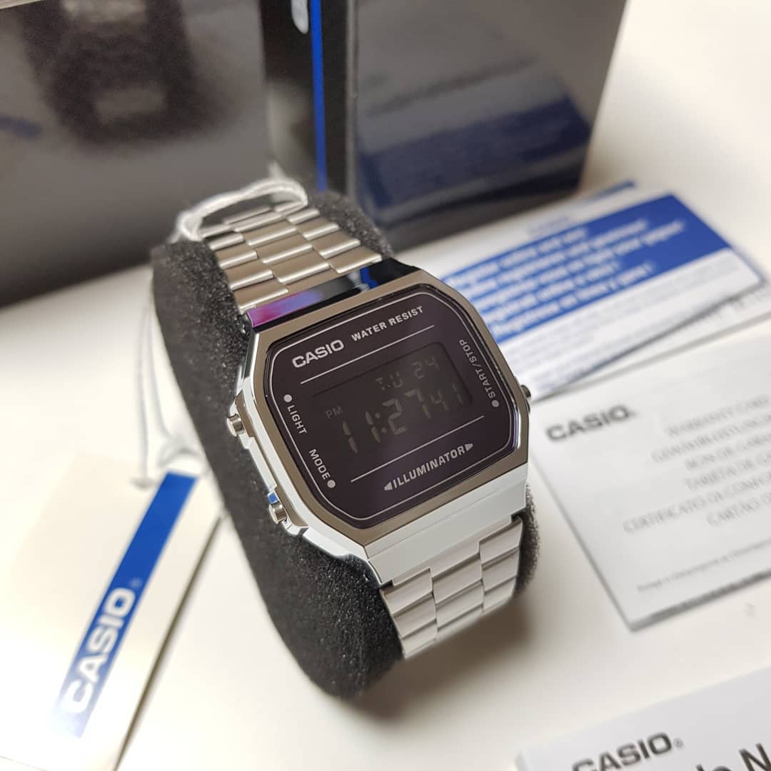 【新款高逼格】卡西欧CASIO 复古方块反显小银表A168WEM-1/2/7D