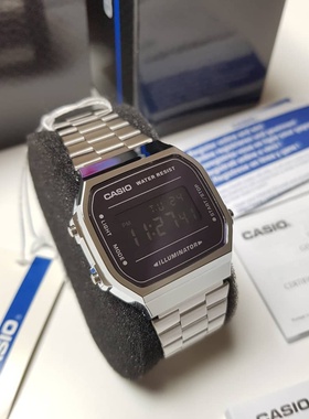 【新款高逼格】卡西欧CASIO 复古方块反显小银表A168WEM-1/2/7D
