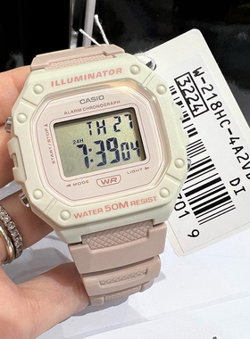 卡西欧CASIO手表复古潮流小方块男女学生电子表W218 W-218HC-4A2