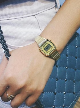 casio复古ins小金表运动休闲 黑金电子手表卡西欧 LA670WGA-1/9D