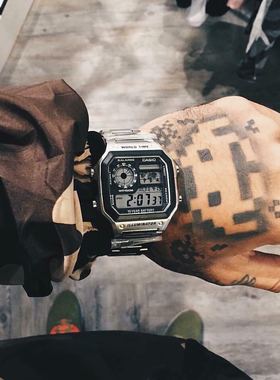 【电池用十年】卡西欧ins复古多功能运动防水手表男AE-1200WHD-1A