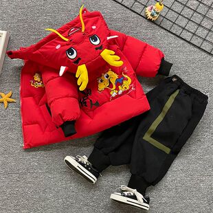 宝宝加绒加厚羽绒棉服女童冬装棉袄男童保暖套装婴儿棉衣小童外套