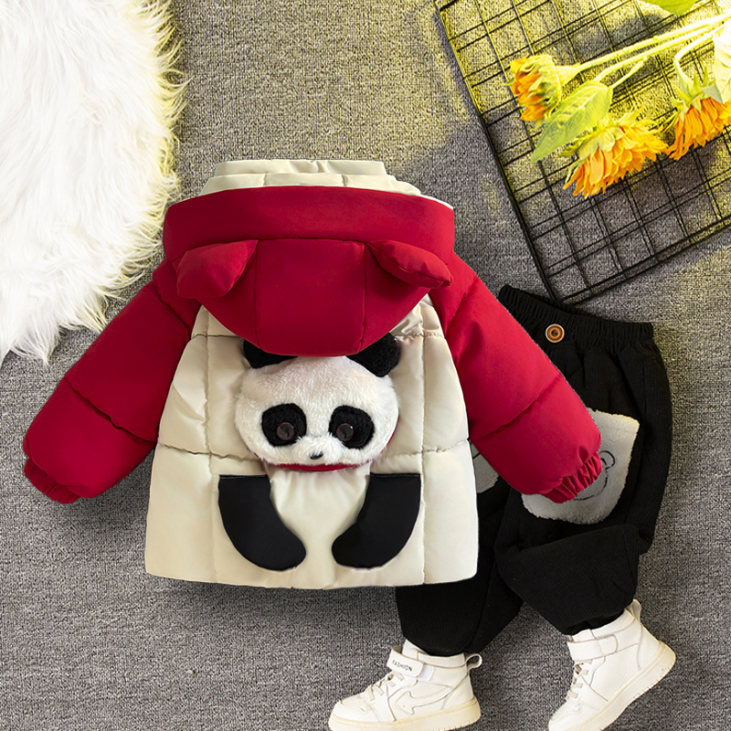 男女宝宝加绒加厚羽绒棉服套装