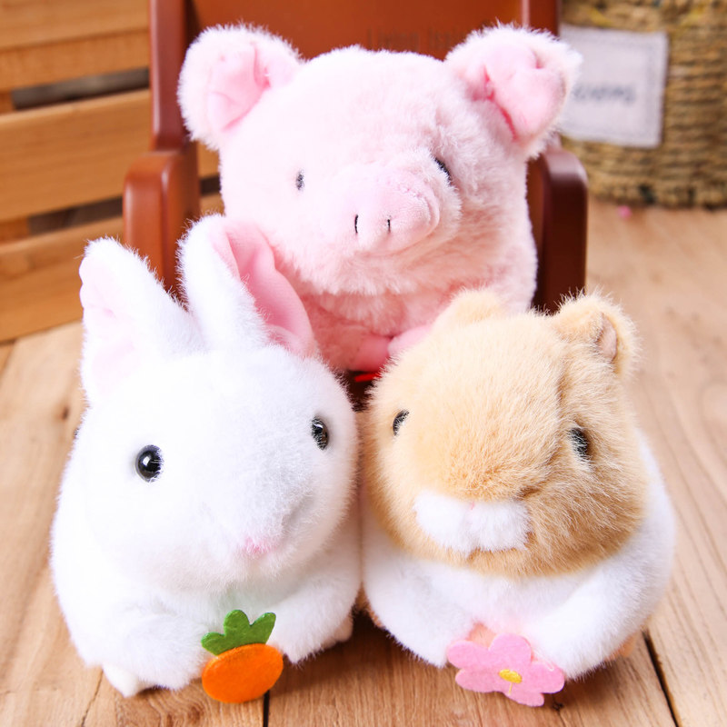 玩悦网红摇尾巴震动拉线小兔子公仔仓鼠兔兔可爱毛绒玩具儿童礼物