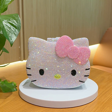 helloKitty收纳盒diy贴钻首饰盒凯蒂猫卡通猫咪粘满钻桌面整理盒