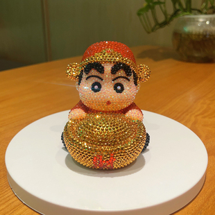 财神多爱我diy贴钻蜡笔小新玩偶桌面办公室装饰招财粘满钻小摆件