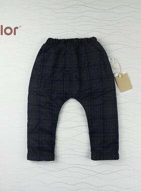 米乐熊哈伦裤秋冬夹棉格子