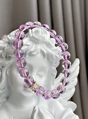 水晶手链紫水晶女紫色天然高级百搭弹力绳手串闺蜜女生礼物饰品