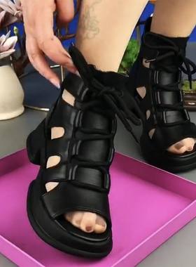 软底复古罗马软皮凉鞋女