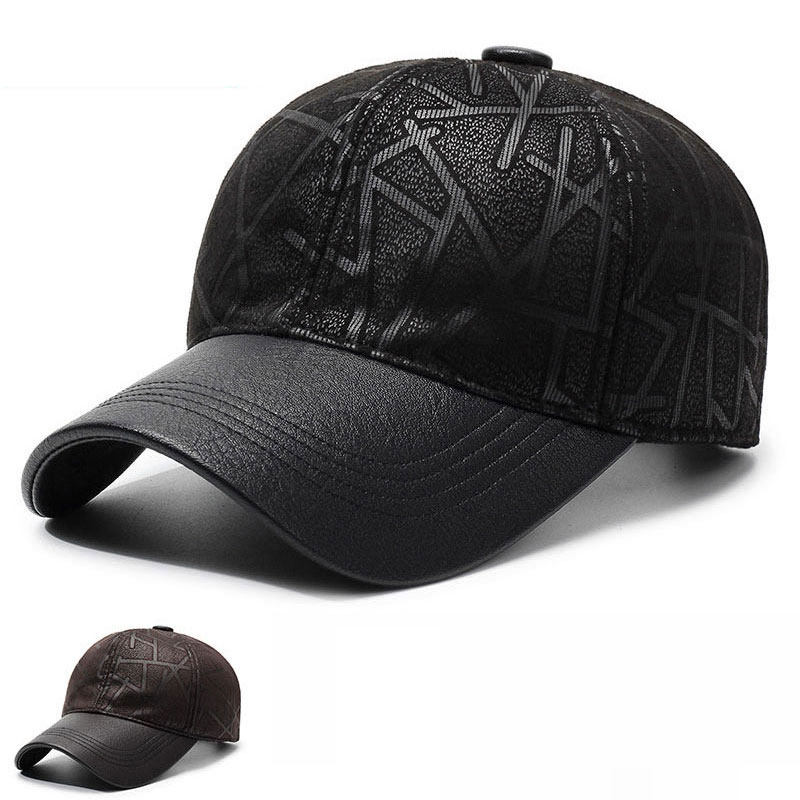 秋冬新款男女士休闲皮帽子户外保暖中老年爸爸妈妈棒球黑色帽子潮