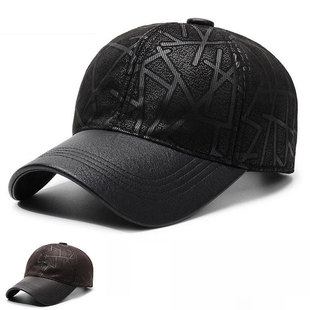 秋冬新款男女士休闲皮帽子户外保暖中老年爸爸妈妈棒球黑色帽子潮