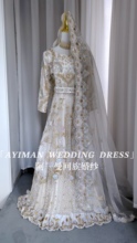 白色欧根纱网纱手工回族婚纱礼服出门服印度沙丽楞哈全新高腰裙子