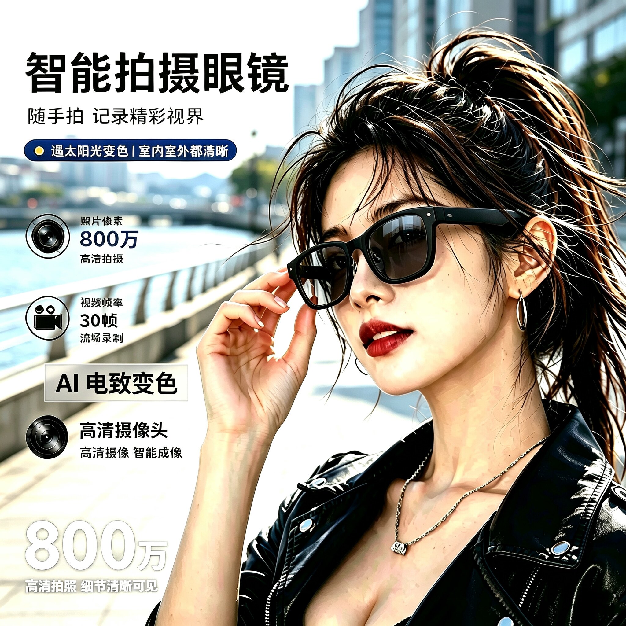 AI智能眼镜蓝牙通话拍照实时翻智能眼镜配件