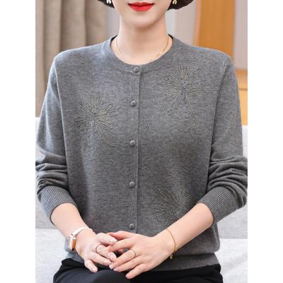 2025新款妈妈装秋装针织开衫女春秋款中老年毛衣外套宽松大码上衣