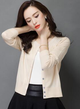 女开衫短款毛衣宽松长袖针织衫