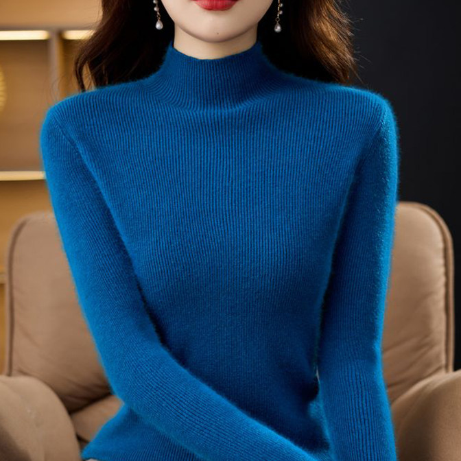 半高领加厚打底衫女2024秋冬新款时髦配大衣修身内搭超保暖针织衫