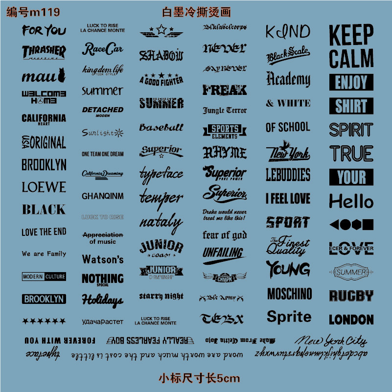 个性小号白墨烫画娃娃衣服印花宠物装饰标热转印标定制多款图案