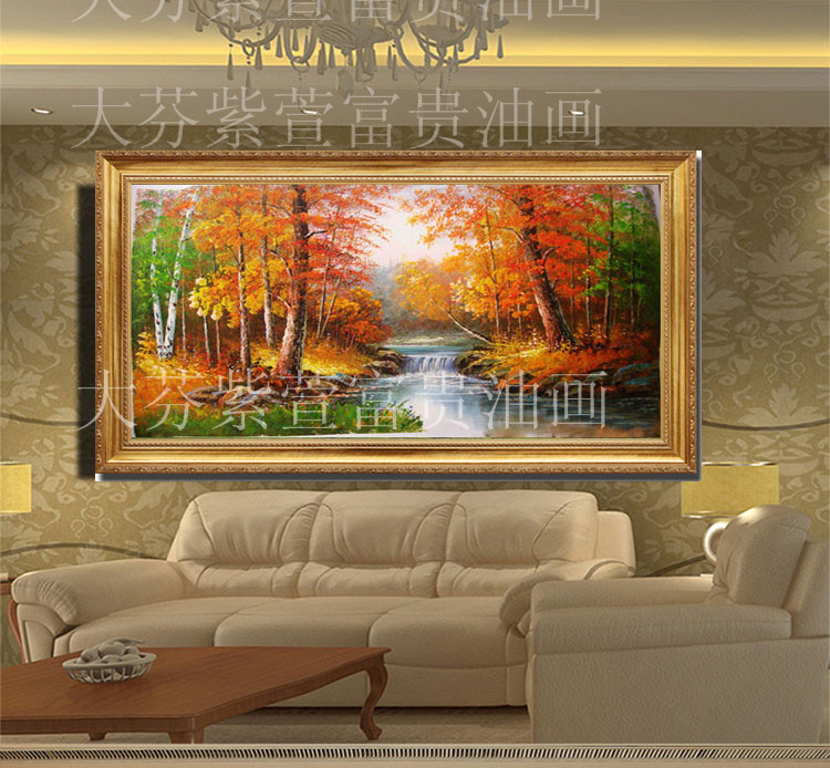 手绘风景油画客厅装饰画配画客厅酒店别墅卧室装饰画挂画图片