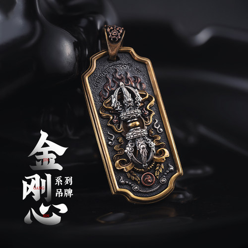 金刚杵吊牌丨琢匠原创s925银项链吊坠藏传降魔杵随身背包挂坠配饰