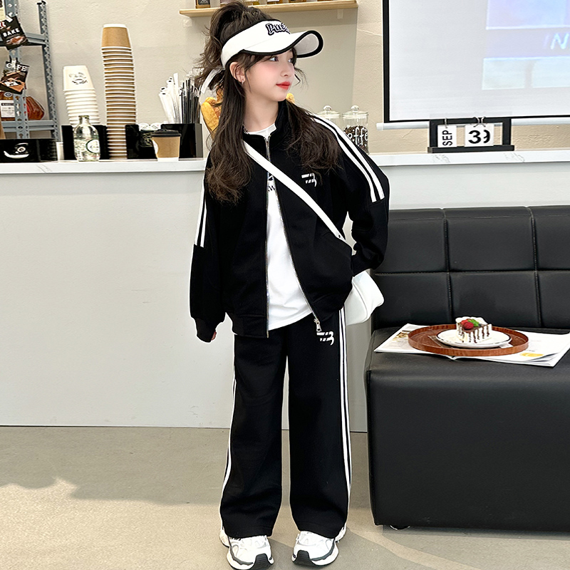 女童套裝春秋2025新款洋氣中大童休閑運(yùn)動三件套兒童秋裝衣服時髦
