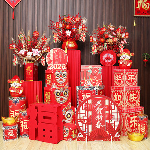过年新年装饰2026马年春节商场酒店氛围公司堆头场景布置摆件福桶