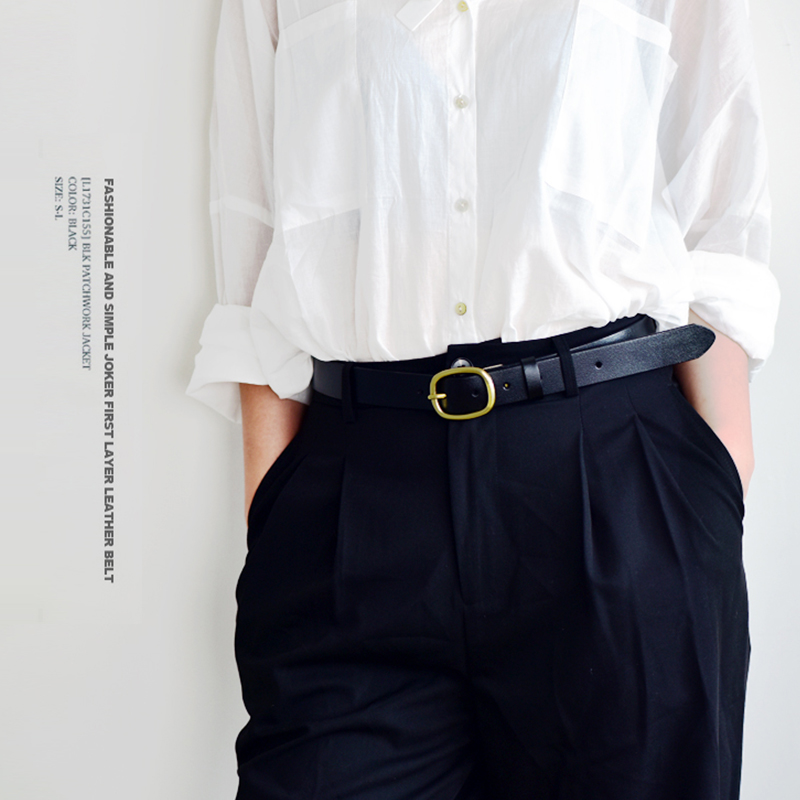 简约ins风时尚西裤女士黑色皮带