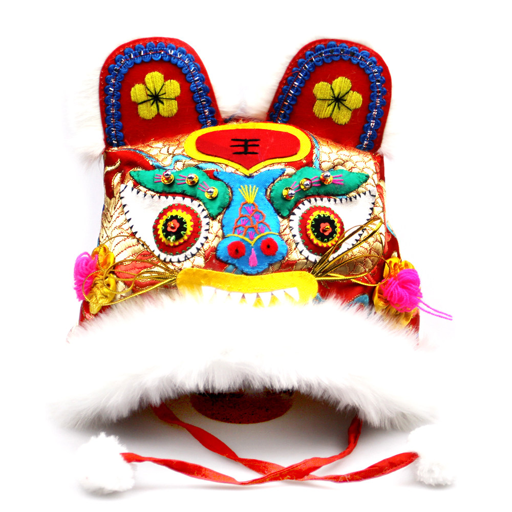 宝宝老虎帽子婴幼儿虎头棉帽成人老虎帽大人虎头帽红色帽子配唐装