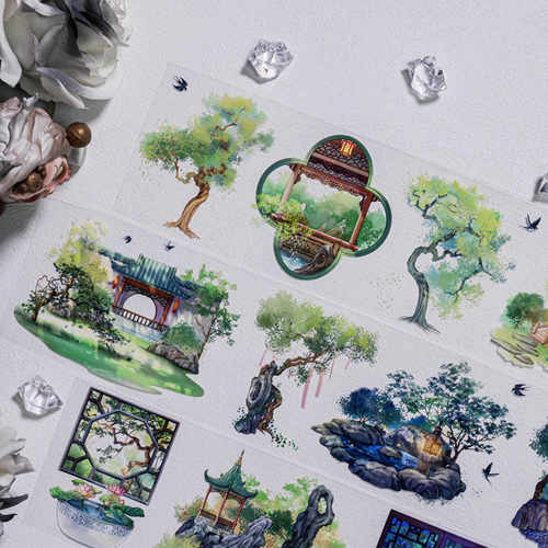 白墨造景大象君陆产冬季和纸胶带