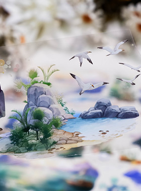 大象君 PET胶带 夕夜江湾 陆制5mpet白墨+离型纸 夜景造景现货