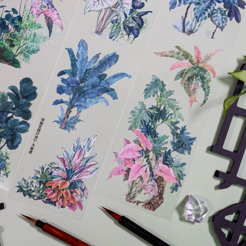 大象君 绿植花园计划2 陆产胶带PET白墨 造景树木绿植古风国风
