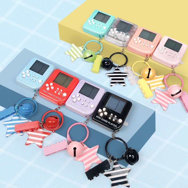 俄罗斯方块掌上声光游戏机玩具马卡龙经典益智怀旧创意礼品钥匙扣