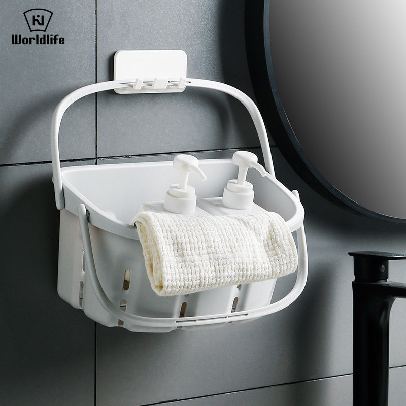 日本学校澡堂洗澡提手篮子挂壁式