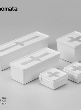 日本进口inomata 带盖十字收纳盒一次性手套厨房储物盒塑料整理盒