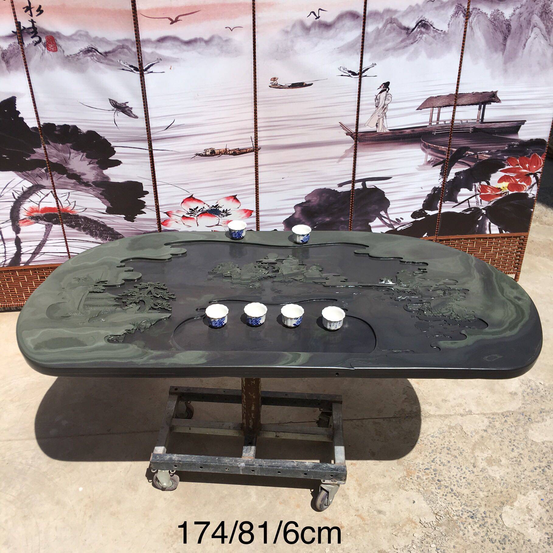 特价包邮原创大号易水砚茶盘 玉带石茶海 松花石茶台 倒流香摆件