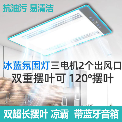 凉霸厨房照明二合一厨房专用电风扇凉霸厨房冷霸新款双出风双摆叶