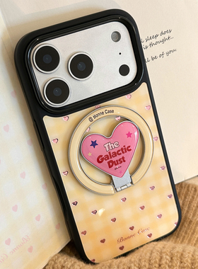 适用苹果iPhone手机壳17Air磁吸支架16pIus爱心图案15鎏金格子14高颜值13pro甜美少女风12promax小众硬保护套