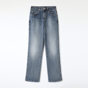 女2026春夏 欧洲jin口磨白时髦筷子腿微宽松直筒牛仔裤 四季 刚需