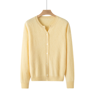 高货！反季捡漏！230g加厚拉绒羊毛羊绒衫无缝圆领针织开衫毛衣女