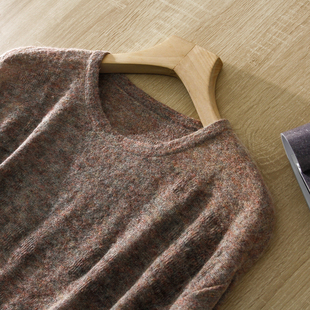 巨美!花纱勾花含羊驼毛拉绒经典圆领针织衫毛衣秋冬女薄款内搭