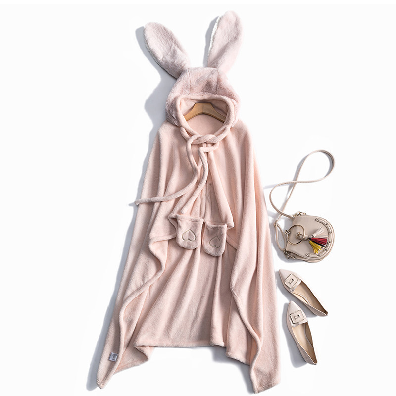 Ears rabbit Hooded cloak thickening keep warm Flannel lovely Shawl Cape Lazy man blanket robein the Children/Baby/Family fitted , Cloak/Cloak  category - from Buy2taobao.com to provide professional Taobao agent buy service