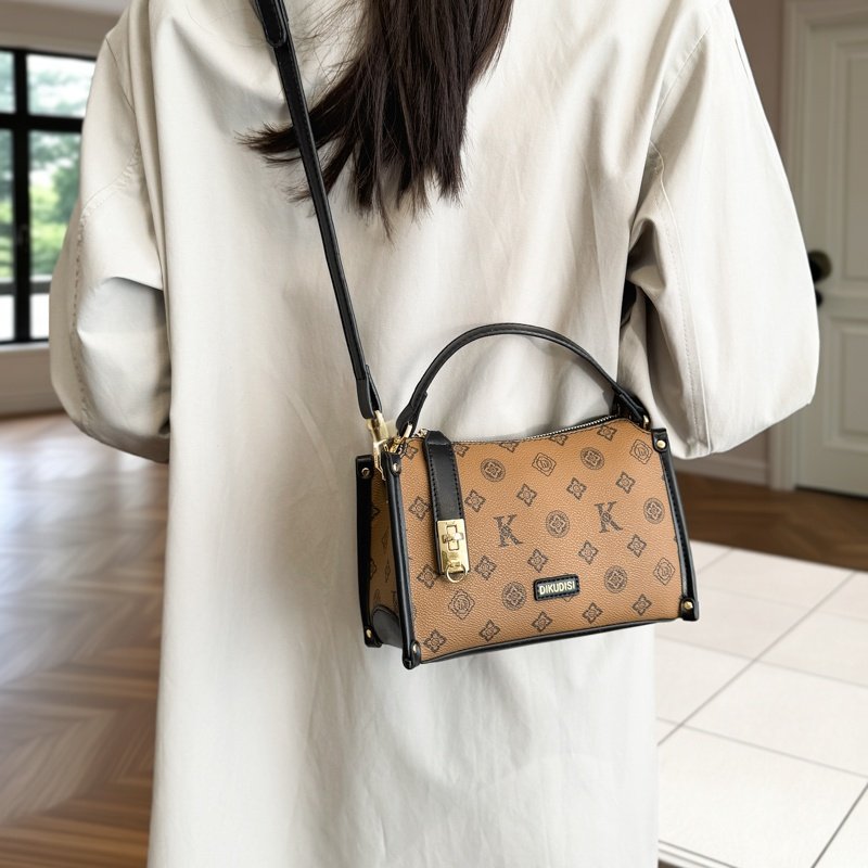 复古印花小方包女2026新款小众设计百搭手提包撞色通勤单肩斜挎包,箱包皮具/热销女包/男包,小方包,淘宝优惠券,粉丝福利购,淘宝优惠卷