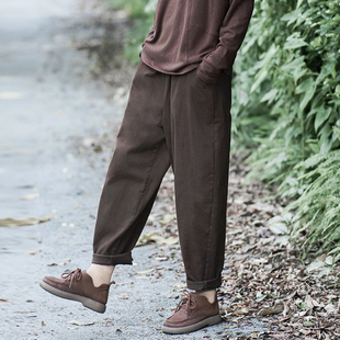 文艺复古百搭锥形休闲裤 女九分裤 加绒 弹力显瘦休闲萝卜裤 春秋款