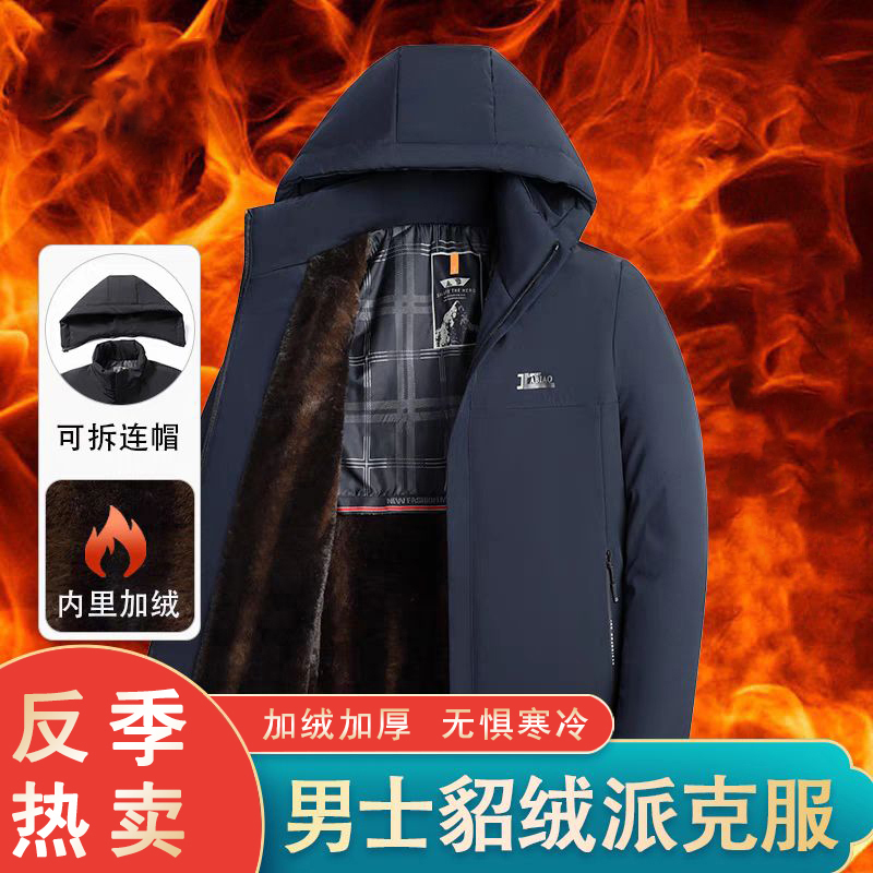 貂绒加厚派克服连帽外套