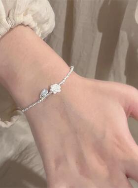 楚噢CHUO纯银S925银莲花碎银手链荷花小众轻奢甜美女生日礼物闺蜜